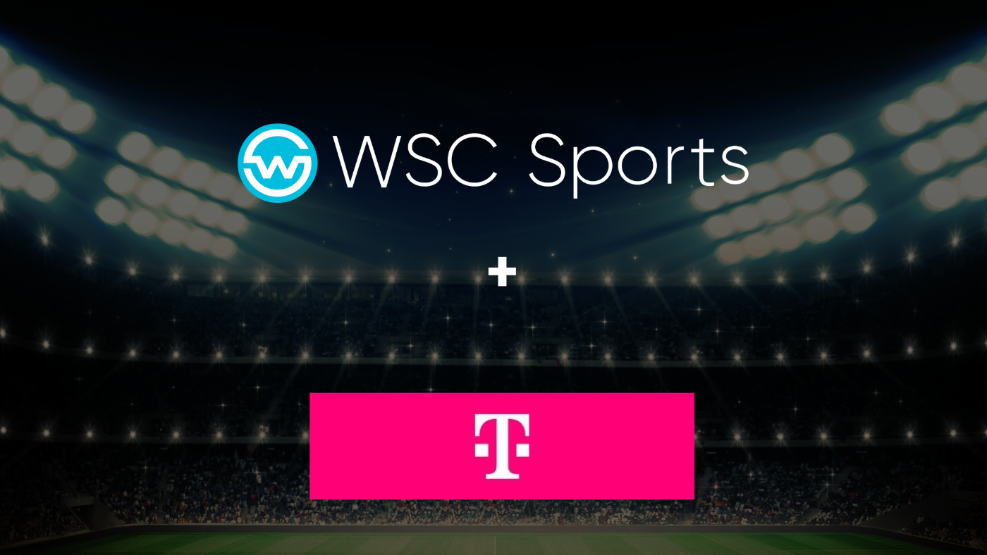 WSC Sports and Deutsche Telekom logos against a sports stadium background.