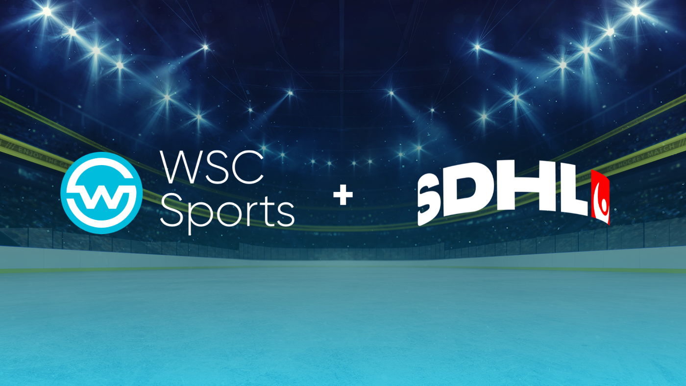WSC Sports and SDHL logos set against background of ice hockey rink.