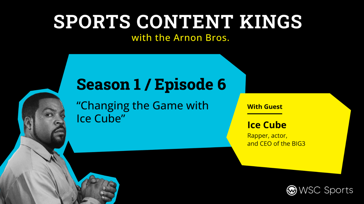 Picture of Ice Cube, along with the season name, and episode number from the Sports Content Kings podcas.t