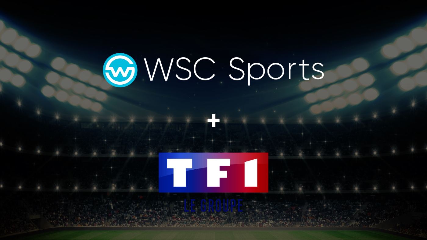 WSC Sports and TF1 logo set against background of a sports stadium