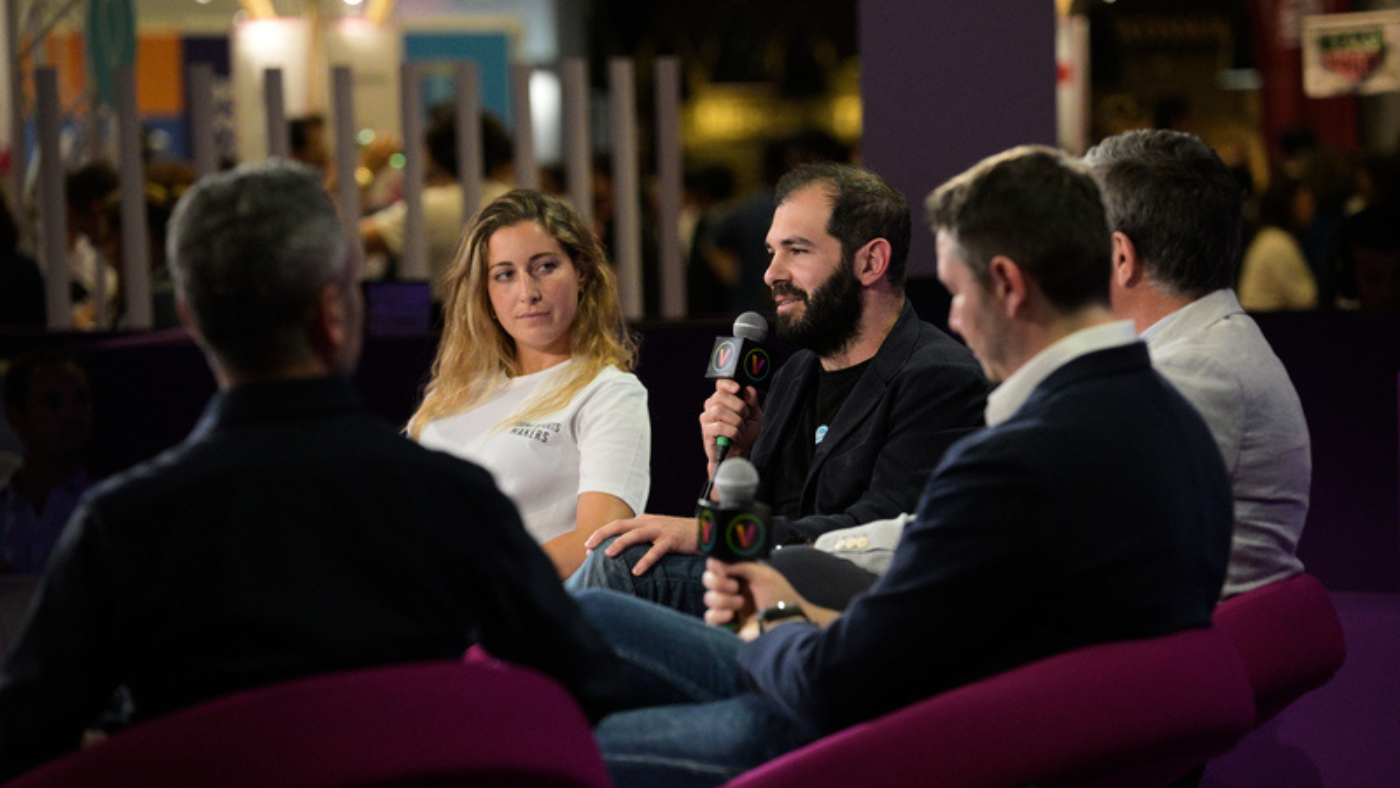 WSC Sports Co-founder and CBDO, Aviv Arnon, speaking on an event panel at the VivaTech Paris conference.