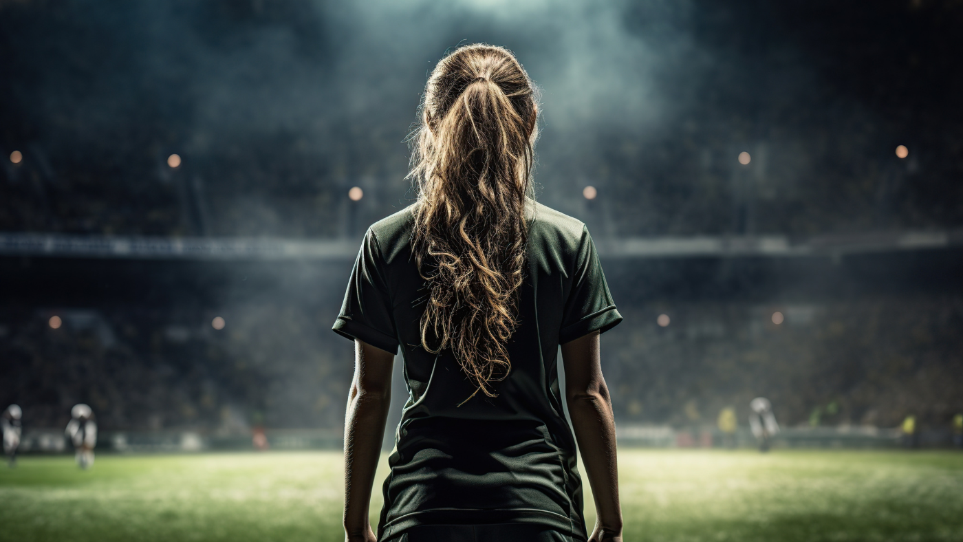 Image of female soccer player staring at the field.