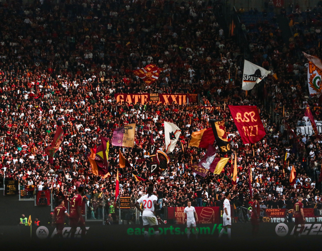 AS Roma fans during SERIE A 2024-25 football match between AS Roma vs ACF Fiorentina at the Olimpico Stadium