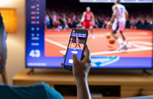 Watching sports on two screens at one time.